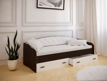 Кровать Софа-7 с мягкой спинкой (800х1900) Венге/ Белый в Бердске - berdsk.mebel54.com | фото