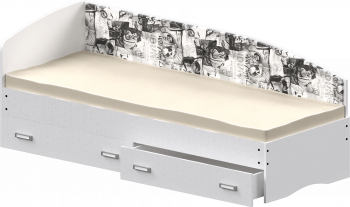 Кровать Софа-9 с мягкой спинкой с рисунком Милана (900х1900) Белый в Бердске - berdsk.mebel54.com | фото
