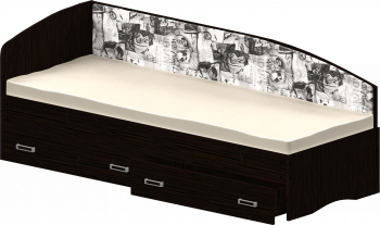 Кровать Софа-9 с мягкой спинкой с рисунком Милана (900х1900) Венге в Бердске - berdsk.mebel54.com | фото