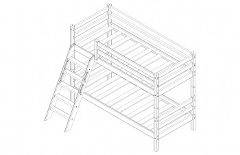Кровать Соня вариант 12 низкая с наклонной лестницей Белый полупрозрачный в Бердске - berdsk.mebel54.com | фото