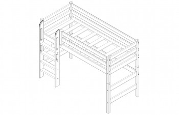 Кровать Соня вариант 5 полувысокая с прямой лестницей белый полупрозрачный в Бердске - berdsk.mebel54.com | фото