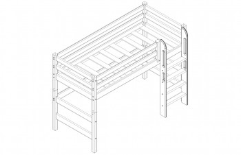 Кровать Соня вариант 5 полувысокая с прямой лестницей лаванда в Бердске - berdsk.mebel54.com | фото