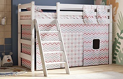 Кровать Соня вариант 6 полувысокая с наклонной лестницей Белый полупрозрачный в Бердске - berdsk.mebel54.com | фото