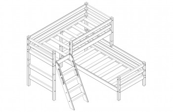Кровать Соня вариант 8 угловая с наклонной лестницей Белый полупрозрачный в Бердске - berdsk.mebel54.com | фото