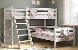 Кровать Соня вариант 8 угловая с наклонной лестницей Белый полупрозрачный в Бердске - berdsk.mebel54.com | фото
