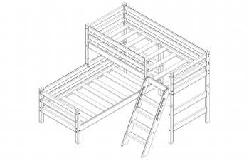 Кровать Соня вариант 8 угловая с наклонной лестницей Лаванда в Бердске - berdsk.mebel54.com | фото
