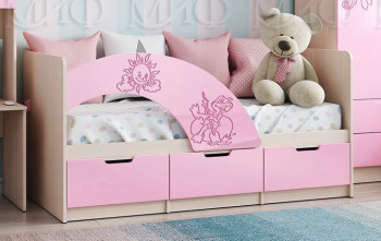 Кровать Юниор-3 ((мульт) розовый металл/дуб беленый) в Бердске - berdsk.mebel54.com | фото