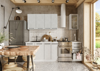 Кухонный гарнитур Нувель 1800мм белый/бетон белый в Бердске - berdsk.mebel54.com | фото