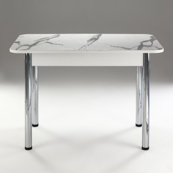 Кухонный стол 1100*700/400 ф 2 Пластик, мрамор белый в Бердске - berdsk.mebel54.com | фото