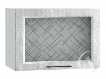 Либерти Шкаф верхний горизонтальный со стеклом ШВГС 609 (Холст грей/корпус белый) в Бердске - berdsk.mebel54.com | фото