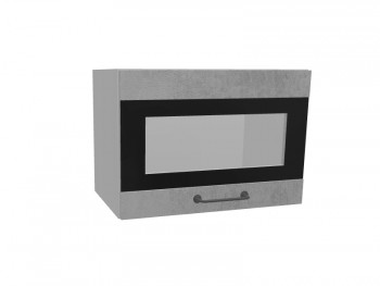 Лофт ПГСФ 500 шкаф верхний горизонтальный со стеклом и фотопечатью (Бетон светлый/корпус Серый) в Бердске - berdsk.mebel54.com | фото