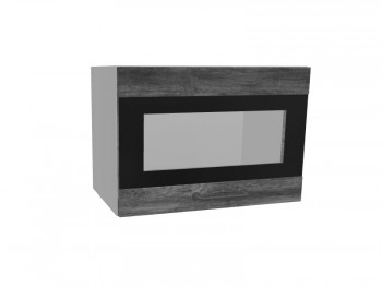 Лофт ПГСФ 500 шкаф верхний горизонтальный со стеклом и фотопечатью (Дуб бурый/корпус Серый) в Бердске - berdsk.mebel54.com | фото