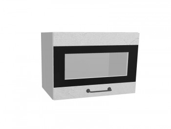 Лофт ПГСФ 500 шкаф верхний горизонтальный со стеклом и фотопечатью (Штукатурка белая/корпус Серый) в Бердске - berdsk.mebel54.com | фото