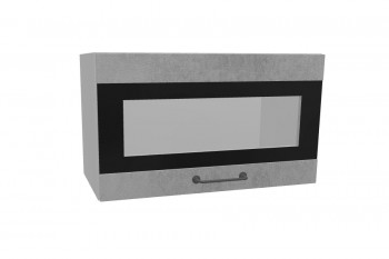 Лофт ПГСФ 600 шкаф верхний горизонтальный со стеклом и фотопечатью (Бетон светлый/корпус Серый) в Бердске - berdsk.mebel54.com | фото