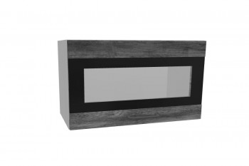 Лофт ПГСФ 600 шкаф верхний горизонтальный со стеклом и фотопечатью (Дуб бурый/корпус Серый) в Бердске - berdsk.mebel54.com | фото