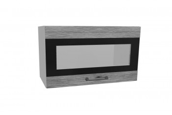 Лофт ПГСФ 600 шкаф верхний горизонтальный со стеклом и фотопечатью (Дуб майский/корпус Серый) в Бердске - berdsk.mebel54.com | фото