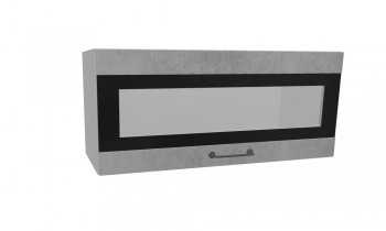 Лофт ПГСФ 800 шкаф верхний горизонтальный со стеклом и фотопечатью (Бетон светлый/корпус Серый) в Бердске - berdsk.mebel54.com | фото