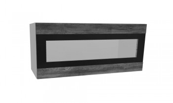 Лофт ПГСФ 800 шкаф верхний горизонтальный со стеклом и фотопечатью (Дуб бурый/корпус Серый) в Бердске - berdsk.mebel54.com | фото
