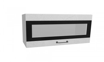 Лофт ПГСФ 800 шкаф верхний горизонтальный со стеклом и фотопечатью (Штукатурка белая/корпус Серый) в Бердске - berdsk.mebel54.com | фото