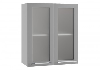 Лофт ПС 600 шкаф верхний со стеклом (Штукатурка белая/корпус Серый) в Бердске - berdsk.mebel54.com | фото