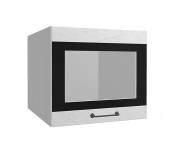 Лофт ВПГСФ 500 шкаф верхний горизонтальный со стеклом высокий с фотопечатью (Штукатурка белая/корпус Серый) в Бердске - berdsk.mebel54.com | фото