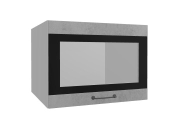 Лофт ВПГСФ 600 шкаф верхний горизонтальный со стеклом высокий с фотопечатью (Бетон светлый/корпус Серый) в Бердске - berdsk.mebel54.com | фото