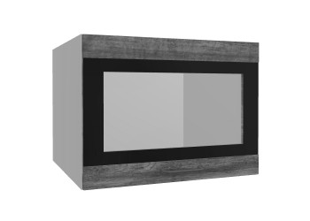 Лофт ВПГСФ 600 шкаф верхний горизонтальный со стеклом высокий с фотопечатью (Дуб бурый/корпус Серый) в Бердске - berdsk.mebel54.com | фото
