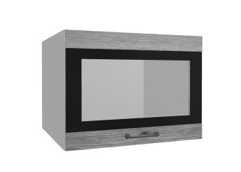 Лофт ВПГСФ 600 шкаф верхний горизонтальный со стеклом высокий с фотопечатью (Дуб майский/корпус Серый) в Бердске - berdsk.mebel54.com | фото