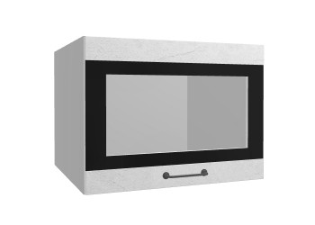 Лофт ВПГСФ 600 шкаф верхний горизонтальный со стеклом высокий с фотопечатью (Штукатурка белая/корпус Серый) в Бердске - berdsk.mebel54.com | фото