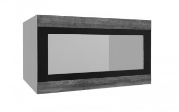 Лофт ВПГСФ 800 шкаф верхний горизонтальный со стеклом высокий с фотопечатью (Дуб бурый/корпус Серый) в Бердске - berdsk.mebel54.com | фото