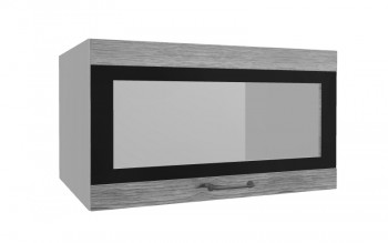 Лофт ВПГСФ 800 шкаф верхний горизонтальный со стеклом высокий с фотопечатью (Дуб майский/корпус Серый) в Бердске - berdsk.mebel54.com | фото