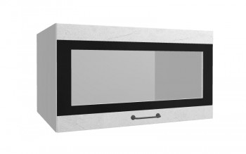 Лофт ВПГСФ 800 шкаф верхний горизонтальный со стеклом высокий с фотопечатью (Штукатурка белая/корпус Серый) в Бердске - berdsk.mebel54.com | фото