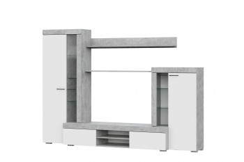 Мебель для гостиной МГС 5 Цемент светлый / Белый в Бердске - berdsk.mebel54.com | фото