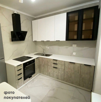 Модульная кухня Норд 1,6 м (Софт даймонд/Камень беж/Белый) в Бердске - berdsk.mebel54.com | фото