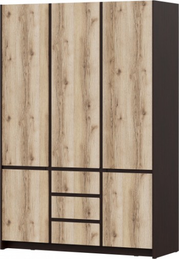 Модульная система "Прага" Шкаф для одежды трехстворчатый Дуб Венге/Дуб Делано в Бердске - berdsk.mebel54.com | фото