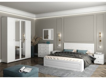 Модульная спальня Барселона (Белый/Белый глянец) в Бердске - berdsk.mebel54.com | фото