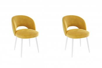 Набор стульев Моли 2 шт (жёлтый велюр/белый) в Бердске - berdsk.mebel54.com | фото