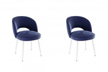 Набор стульев Моли 2 шт (синий велюр/белый) в Бердске - berdsk.mebel54.com | фото