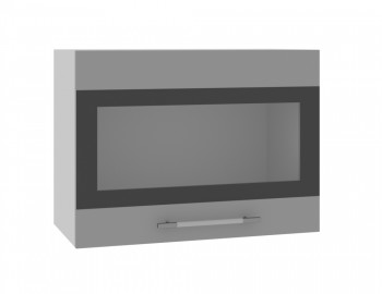 Норд ШВГС 600 Шкаф верхний горизонтальный со стеклом (Софт черный/корпус Белый) в Бердске - berdsk.mebel54.com | фото