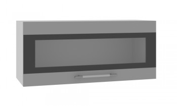 Норд ШВГС 800 Шкаф верхний горизонтальный со стеклом (Софт черный/корпус Белый) в Бердске - berdsk.mebel54.com | фото