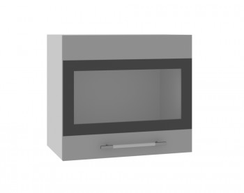 Олива ВПГСФ 500 Шкаф верхний горизонтальный со стеклом с фотопечатью высокий (Ваниль глянец/корпус Серый) в Бердске - berdsk.mebel54.com | фото