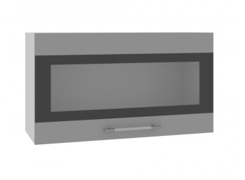 Олива ВПГСФ 800 Шкаф верхний горизонтальный со стеклом с фотопечатью высокий (Снег глянец/корпус Серый) в Бердске - berdsk.mebel54.com | фото
