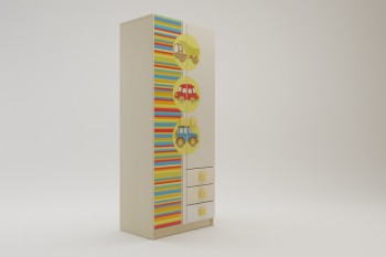 Шкаф 2-х створчатый с ящиками Клаксон (Бежевый/корпус Клен) в Бердске - berdsk.mebel54.com | фото