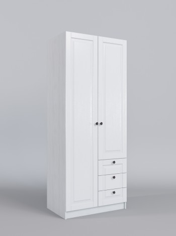 Шкаф 2-х створчатый с ящиками Классика (Белый/корпус Выбеленное дерево) в Бердске - berdsk.mebel54.com | фото
