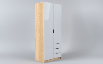 Шкаф 2-х створчатый с ящиками Лофт (Белый/корпус Дуб Сонома) в Бердске - berdsk.mebel54.com | фото