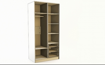 Шкаф 2-х створчатый с ящиками Санни (Белый/корпус Клен) в Бердске - berdsk.mebel54.com | фото