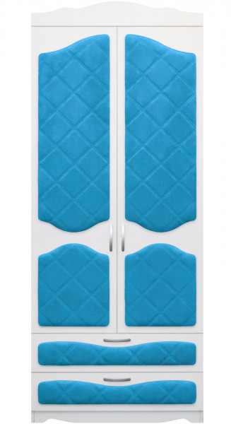 Шкаф 2-х створчатый с ящиками серии Иллюзия 84 Ярко-голубой в Бердске - berdsk.mebel54.com | фото