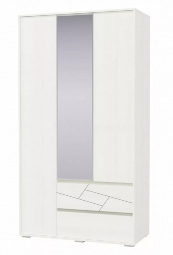 Шкаф 3-х дверный с ящиками Аделина 1200 Рамух белый в Бердске - berdsk.mebel54.com | фото