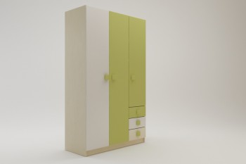 Шкаф 3-х створчатый с ящиками Эппл (Зеленый/Белый/корпус Клен) в Бердске - berdsk.mebel54.com | фото