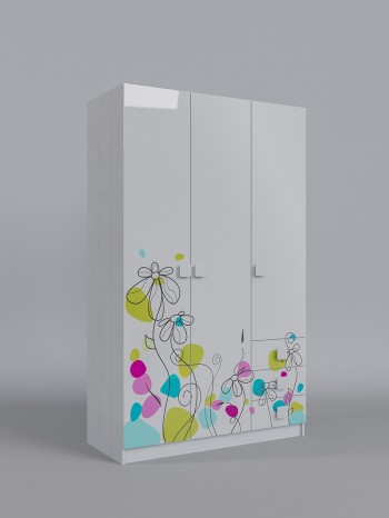 Шкаф 3-х створчатый с ящиками Флёр (Белый/корпус Выбеленное дерево) в Бердске - berdsk.mebel54.com | фото